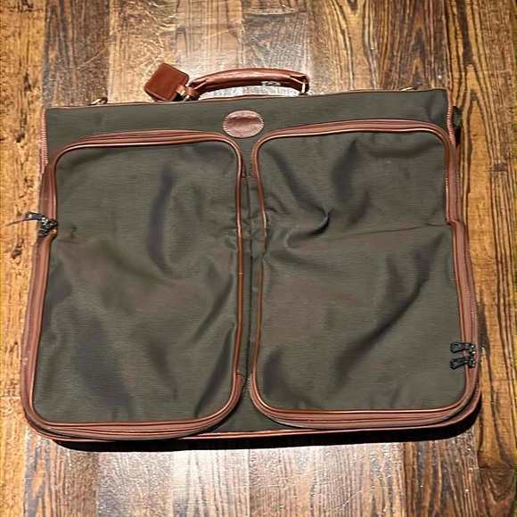 Longchamp Bags Longchamp Garment Bag Boxford Brown Canvas W Leather Trim Poshmark